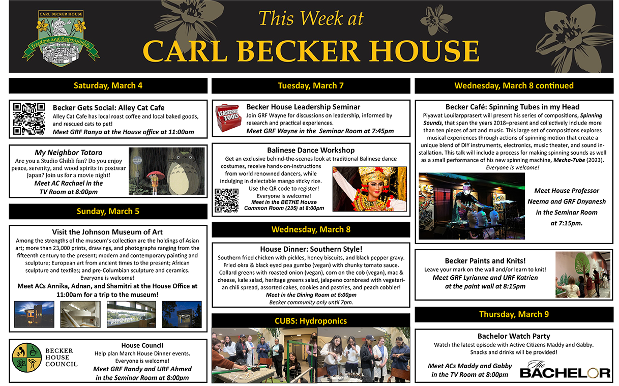 Events this week at Carl Becker House