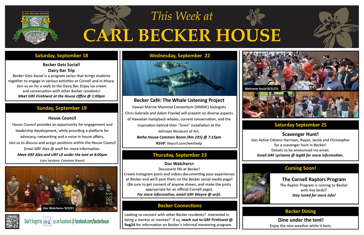 Events at Carl Becker House for this Week